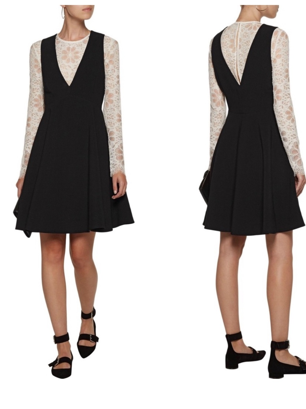 Sandro Nita Lace Fit Flare Layered Lace Mini Dress 1